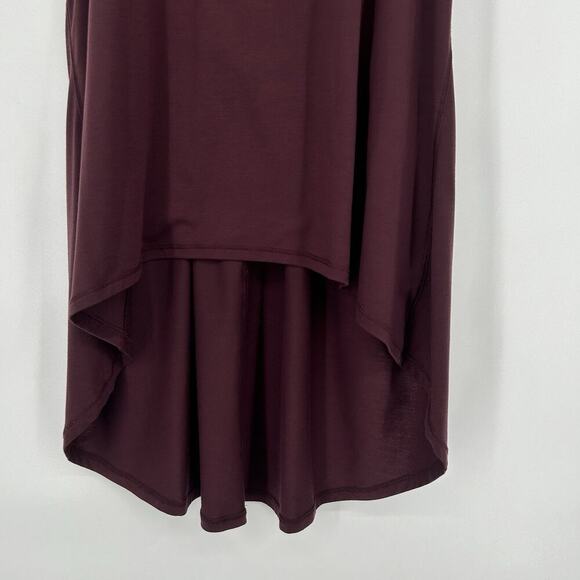 Athleta Essence Relaxed High Low Hem Tank Top Burgundy Racerback Size S - Picture 4 of 10